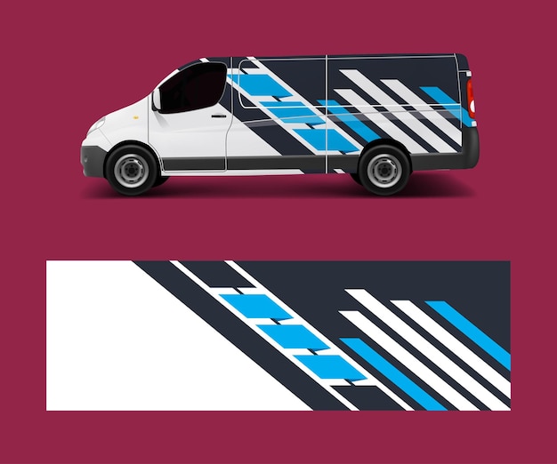 Van Wrap design template vector with wave shapes decal wrap and sticker template vector