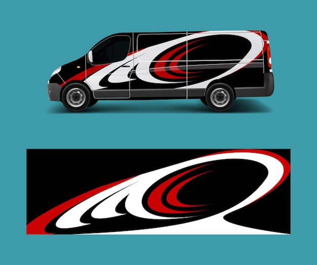 Van Wrap design template vector with wave shapes decal wrap and sticker template vector