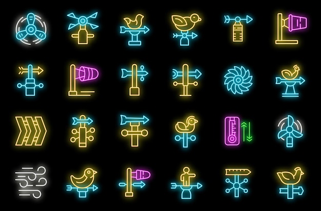 Vane icons set vector neon