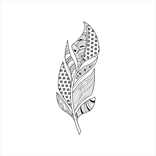 Vaned Feather Zentangle For Coloring