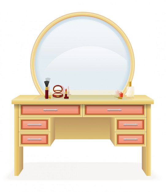 Vanity table modern furniture vector illustration