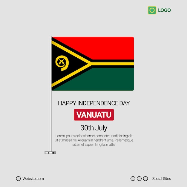 Vanuatu Independence Day Social Media Banner Editable Vector Design with Flag