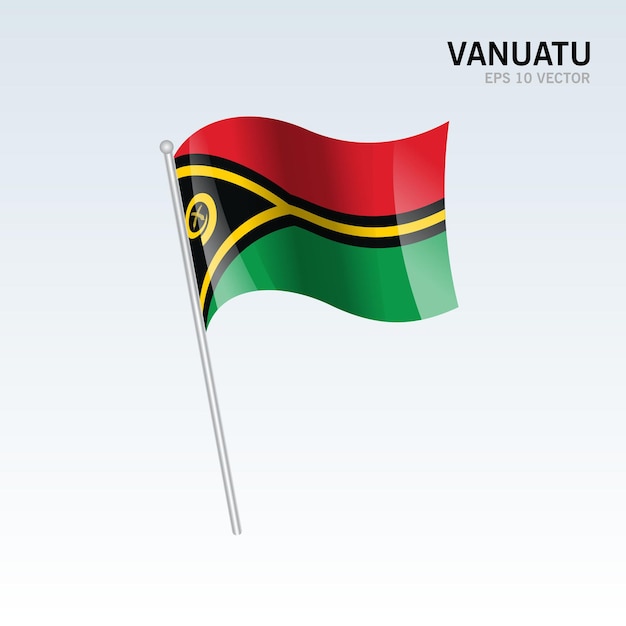 Vanuatu waving flag isolated on gray