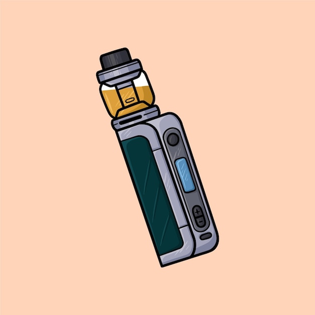 Vape RTA and Mano Mod Vector Cartoon Illustration