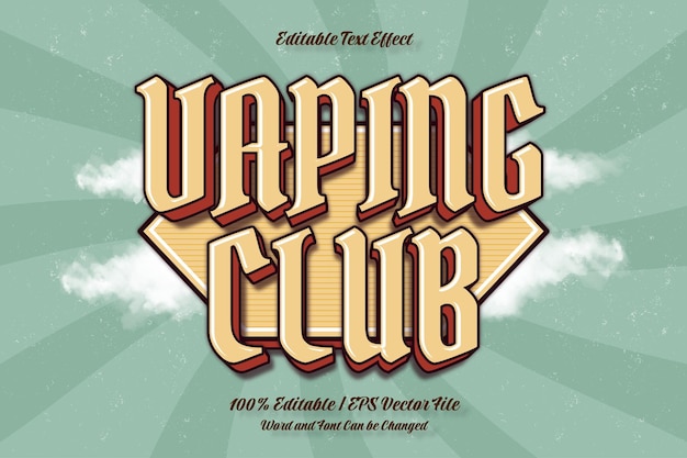 Vaping Club editable text effect vintage style