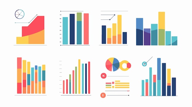 Variety of Bar Charts and Graphs Vector Set