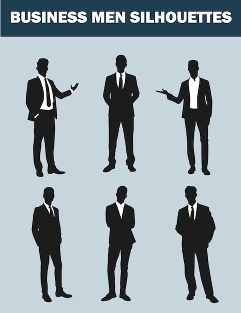 Variety of businessman silhouette set