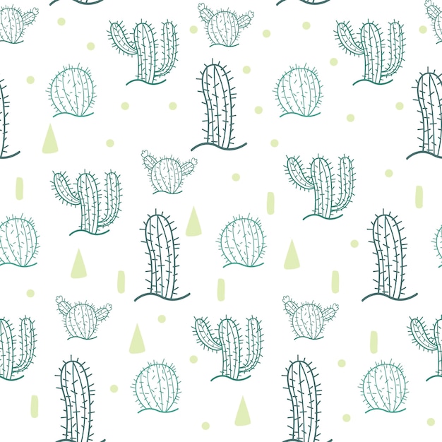 Variety of cactus seamless pattern