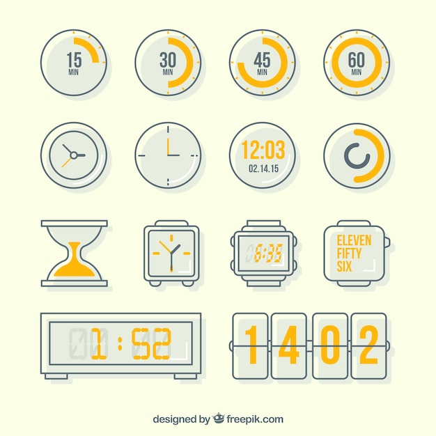 Variety of clock icons