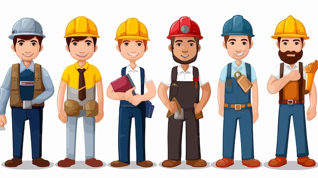 Vector variety of construction jobs illustration