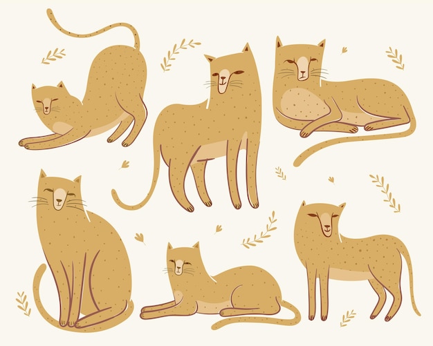 Variety of cute cheetah illustration