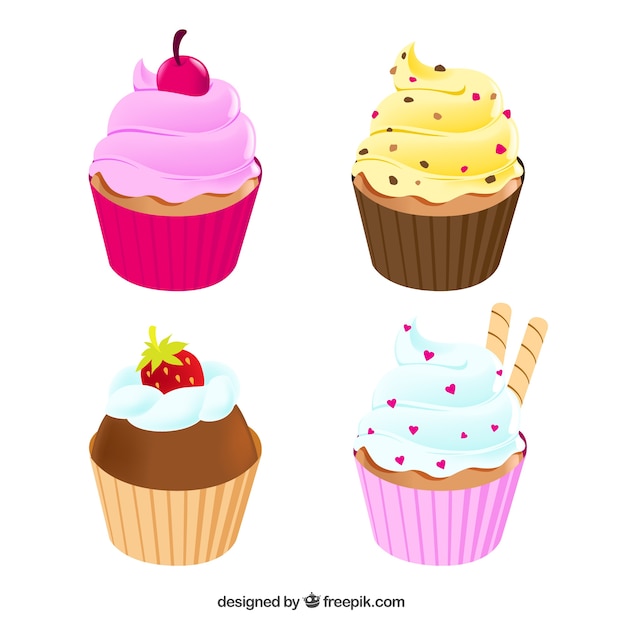 Variety of delicious cupcakes