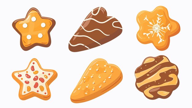 Vector a variety of different types of cookies including a cookie with a picture of a desert on it