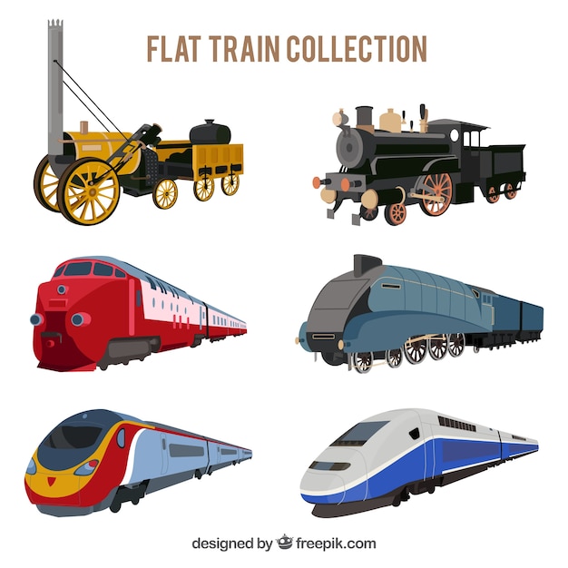 Variety of flat trains with fantastic designs