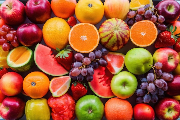 a variety of fruits including one that has the word melon on it