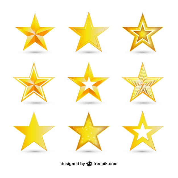 Variety of golden stars