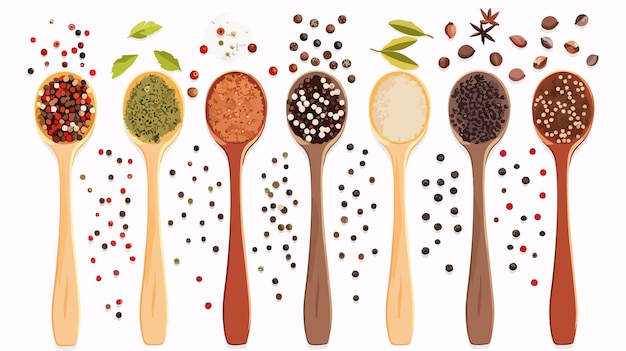 Vector variety of ground pepper spices