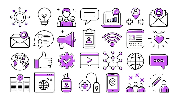 a variety of icons including a web button the word internet and the word internet