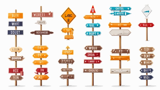 Vector variety of road direction signs set illustration