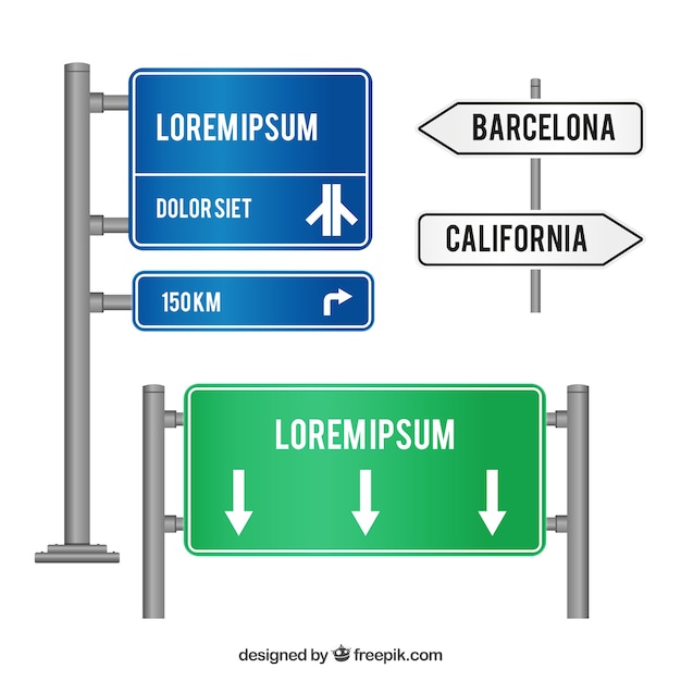 Variety of road signs