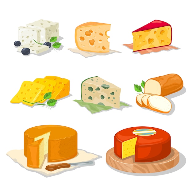 Vector variety of tasty cheeses