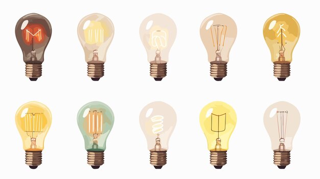 Variety of Vintage Light Bulbs Illustration for Creative Projects