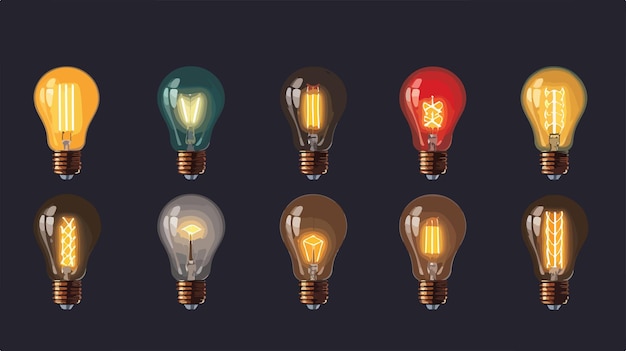 Variety of Vintage Light Bulbs Illustration for Creative Projects