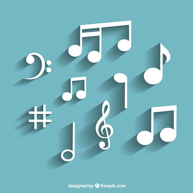 Variety of white musical notes