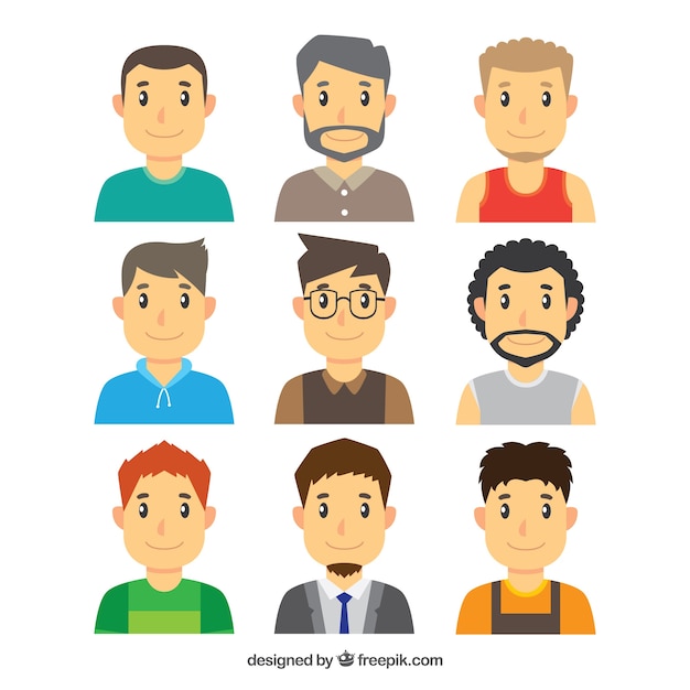 Variety of young men avatars