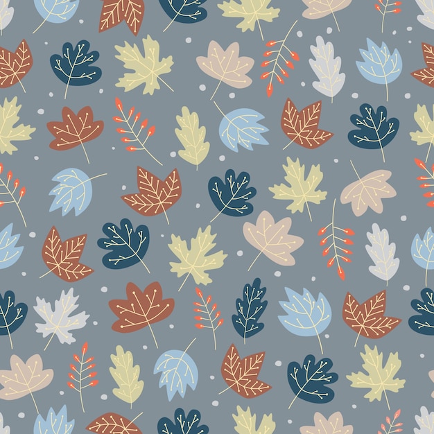 Various autumn leaves form a stylish ornament Seamless pattern