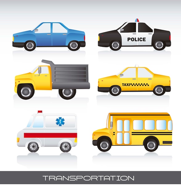 various cars with shadow background vector illustration