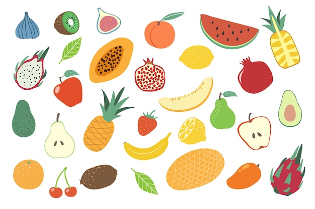 Various colorful fruits collection