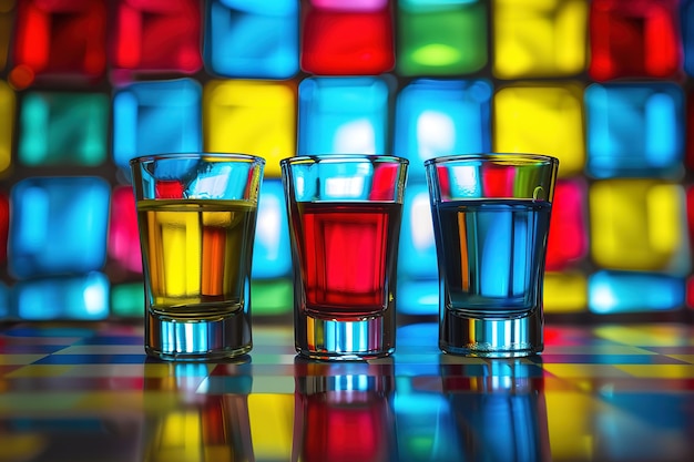 the various colorful liquors