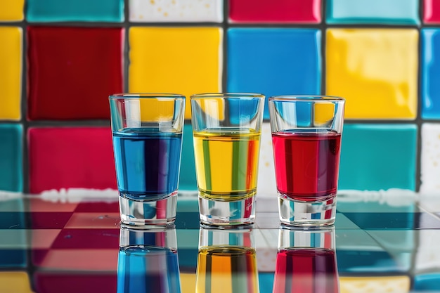 the various colorful liquors