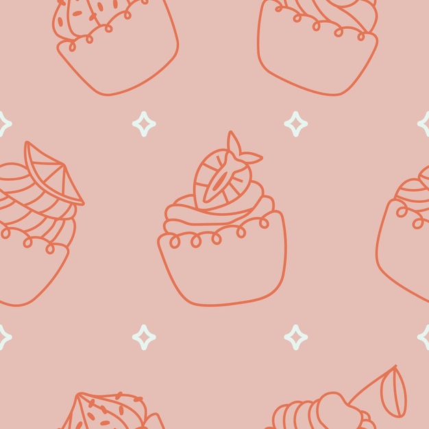 Various cupcakes seamless pattern