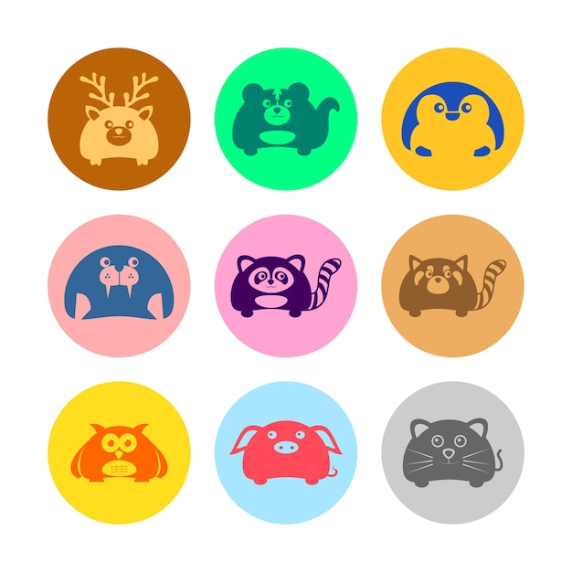 Various Cute Animal Icon Illustration Set