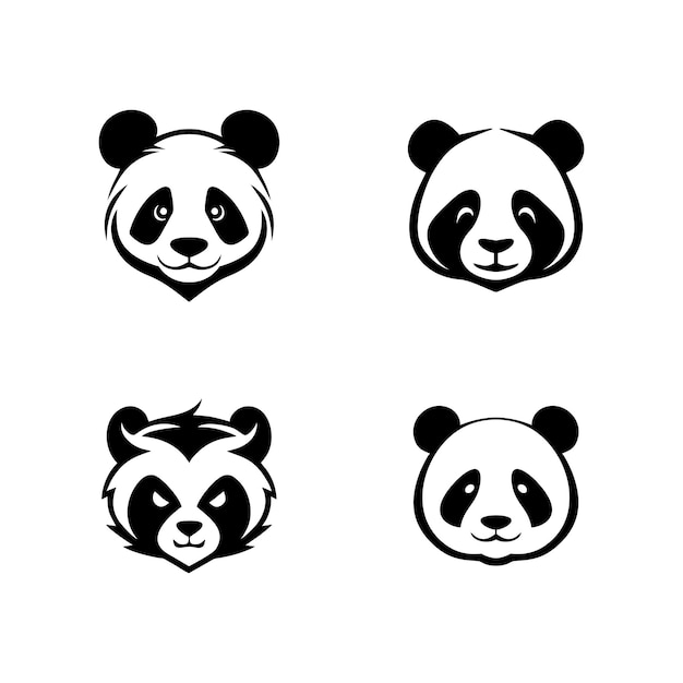 various cute panda head logos