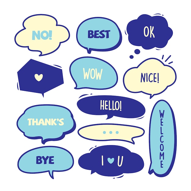 Various Cute speech bubble doodle