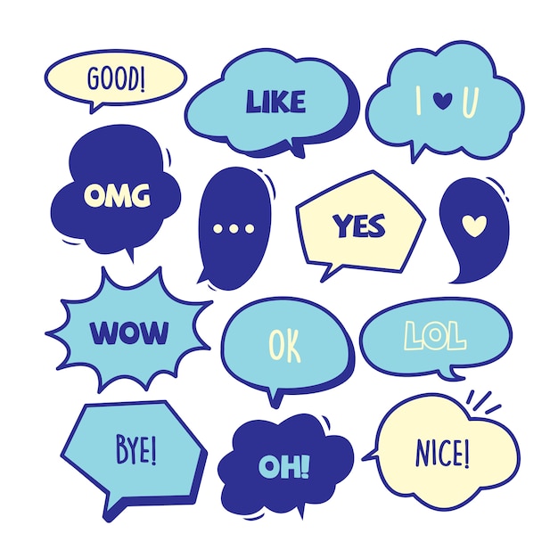 Various Cute speech bubble doodle