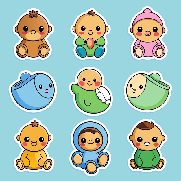 Vector various cute stickers