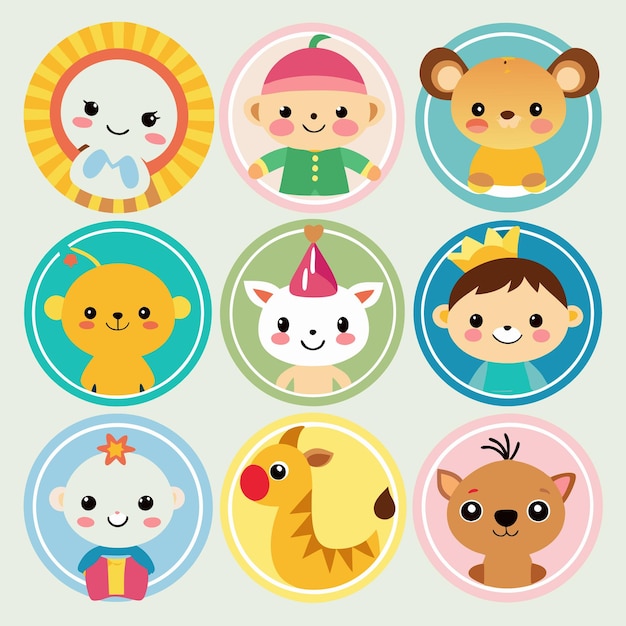 Vector various cute stickers