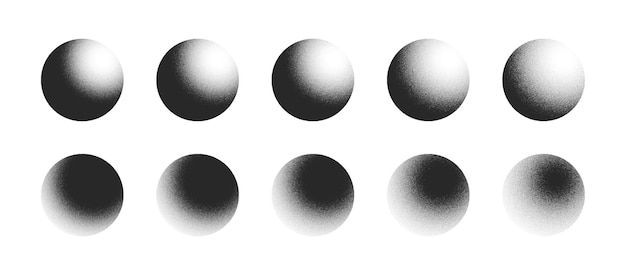 Various Degree Black Noise Sphere Figures Vector Set Isolated On White Back