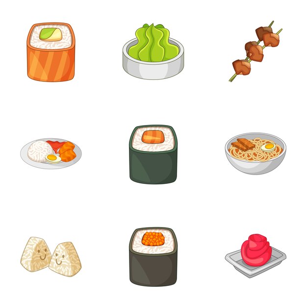 Vector various different types of sushi set