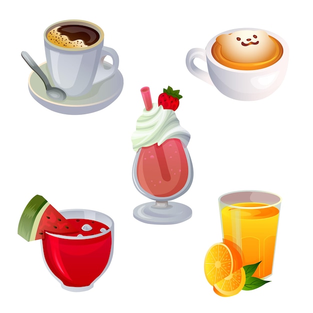 Various drink breakfast game set