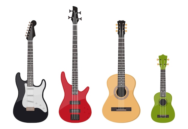 various guitars set