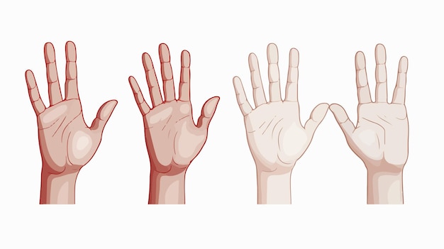 Various Hand Signals Over White Background Vector Illustration