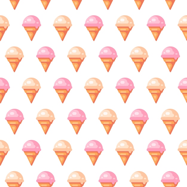 Various ice cream cones seamless pattern