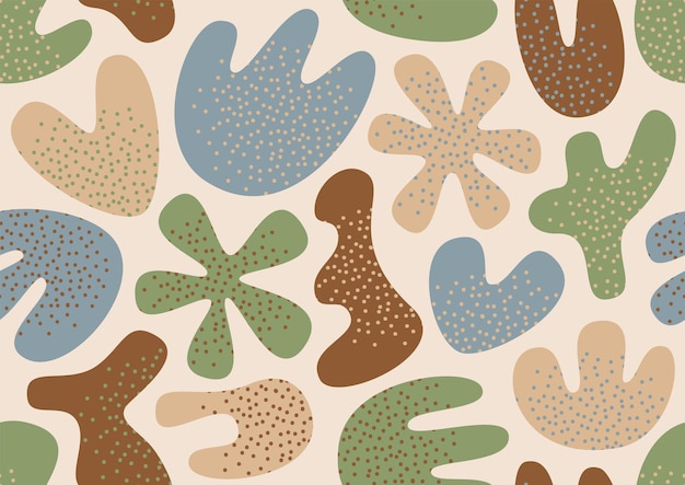 Various modern free form shapes and doodle objects seamless pattern Trendy contemporary pattern