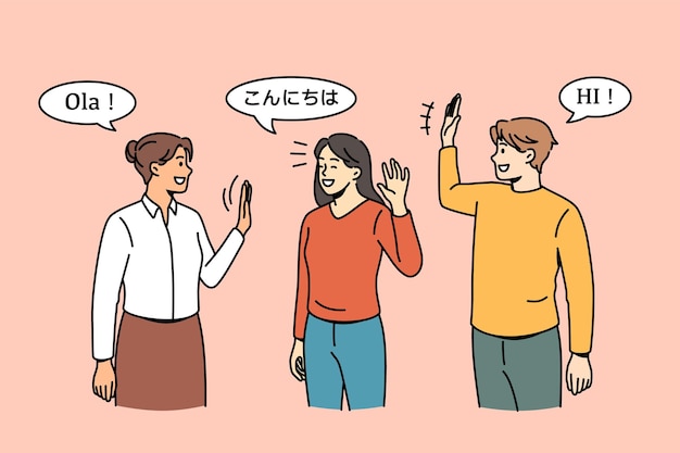 Various nationalities communication and greeting concept