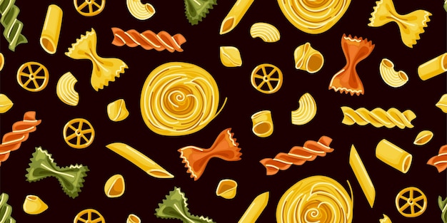 Various pasta seamless pattern Paste background For decoration of restaurant menu